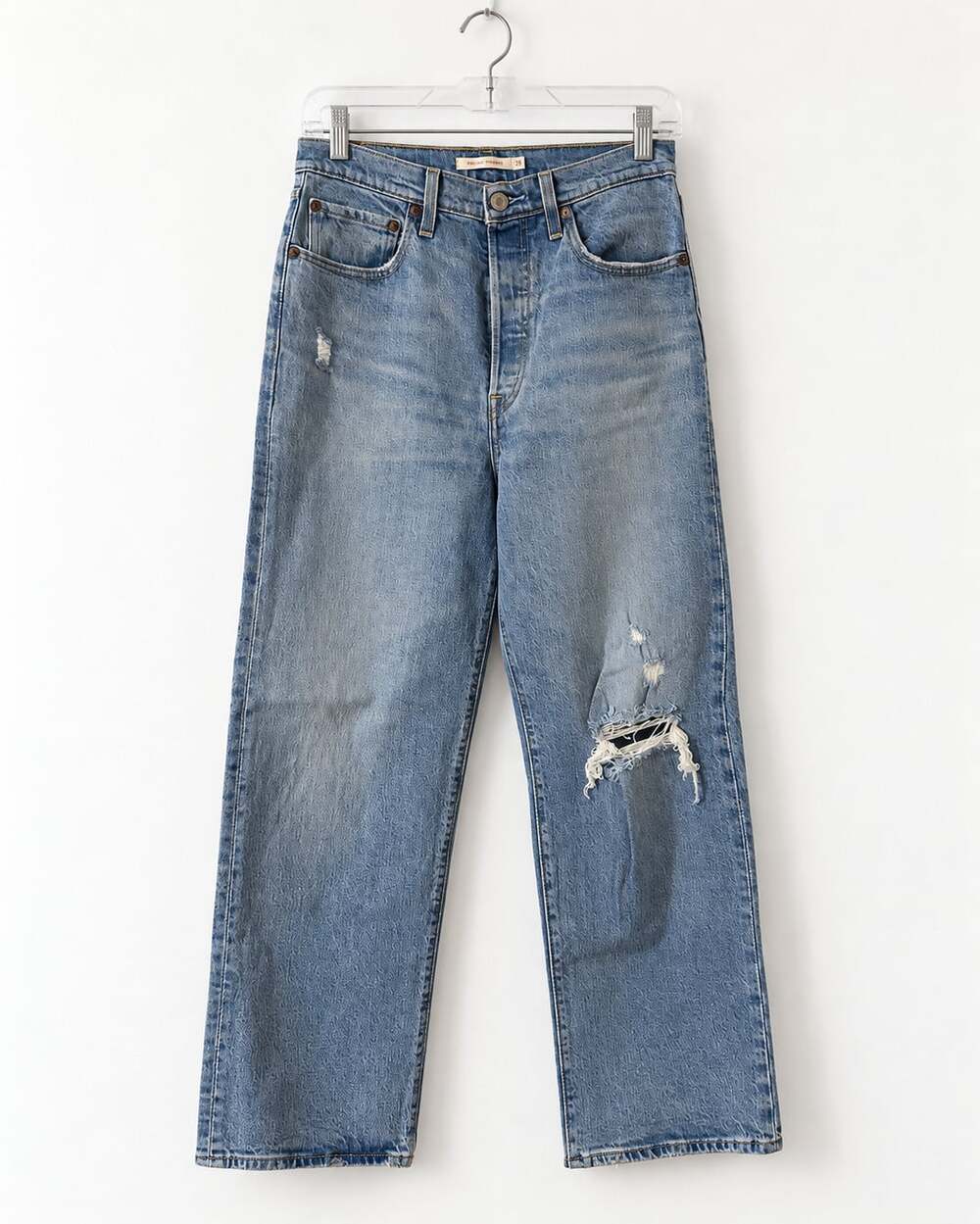 Levi’s Ribcage Straight Jeans Women's High Rise Distressed Blue Denim-28